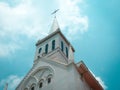 White Church in Singapore with blue sky Royalty Free Stock Photo