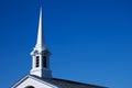 White Church Spire and Roof - Horizontal Royalty Free Stock Photo