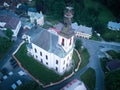 white church on the square roof tower