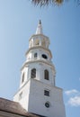 White Church Steeple from Ground Royalty Free Stock Photo