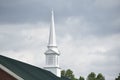 White Church Steeple with Storm Clouds Royalty Free Stock Photo