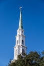 White Church Steeple with Windvane Royalty Free Stock Photo