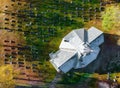 Aerial photo of an old church an graveyard Royalty Free Stock Photo