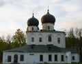 White Church with three domes, architectural building