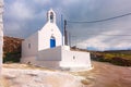 Typical Greek white Church on island Mykonos, Greece Royalty Free Stock Photo