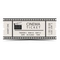 White cinema ticket with barcode template isolated on white background. Royalty Free Stock Photo
