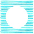 White Circle on blue stripe painted in watercolor. Retro style background. Element design for posters, stickers, banners Royalty Free Stock Photo