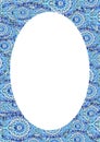 White frame with blue mandala pattern rounded borders Royalty Free Stock Photo