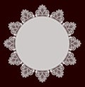 White Circle Lace Doily Frame. Romantic Background. Royalty Free Stock Photo