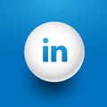 white circle LinkdIn blue background Royalty Free Stock Photo