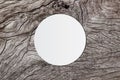 White circle paper and space for text on old wooden background Royalty Free Stock Photo