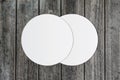 White circle paper and space for text on old wooden Royalty Free Stock Photo