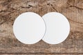 White circle paper and space for text on old wooden Royalty Free Stock Photo