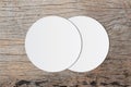 White circle paper and space for text on old wooden Royalty Free Stock Photo