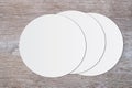 White circle paper and space for text on old wooden background Royalty Free Stock Photo