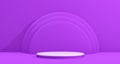 White Circle Shape Podium for Product Concept on a Purple Studio Background With Circles Behind .