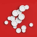 White circles on a red background. 3d illustratiom Royalty Free Stock Photo