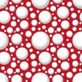 White circles, spheres on a red background. seamless background with dots. Modern abstract illustration with water drops. Royalty Free Stock Photo