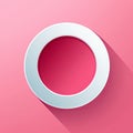a white circular button on a pink background