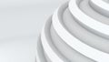 White circular elements. 3d rendering of a spherical shape with waves. Computer generated abstract backdrop.