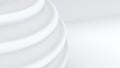 White circular elements. 3d rendering of a spherical shape with waves. Computer generated abstract backdrop.