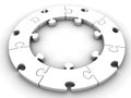 White circular jigsaw,circular puzzle on white background with clipping path