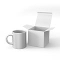 Realistic blank ceramic white coffee cup and mug isolated on white background. design template. 3d render illustration Royalty Free Stock Photo