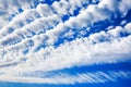 White cirrocumulus clouds blue sky background, fluffy stratocumulus cloud texture, altocumulus cloudy skies, cirrus cloudscape Royalty Free Stock Photo