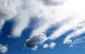 White cirrostratus clouds in blue Australian autumn sky.