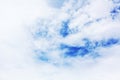 White cirrus clouds blue sky background, cumulus cloud texture, cloudy skies, cloudscape, heaven, cloudiness, ozone, overcast Royalty Free Stock Photo