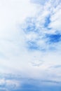 White cirrus clouds blue sky background, cumulus cloud texture, cloudy skies, cloudscape, heaven, cloudiness, ozone, overcast Royalty Free Stock Photo