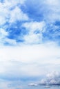 White cirrus clouds blue sky background, cumulus cloud texture, cloudy skies, cloudscape, heaven, cloudiness, ozone, overcast Royalty Free Stock Photo