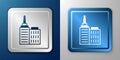 White City landscape icon isolated on blue and grey background. Metropolis architecture panoramic landscape. Silver and