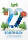 Earth day poster campaign in paper cut and vector design