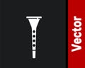 White Clarinet icon isolated on black background. Musical instrument. Vector
