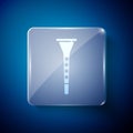 White Clarinet icon isolated on blue background. Musical instrument. Square glass panels. Vector