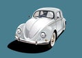 White classic car, illustration Royalty Free Stock Photo