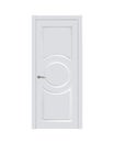 White classic interior door with a circle on a white background. Front view. Ral 9010