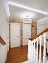 White Classic Wooden Staircase Interior Design Royalty Free Stock Photo