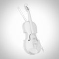 White Classical Wooden Violin with Bow in Clay Style. 3d Rendering