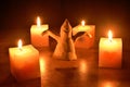 White clay ghost haunted and light candle in Halloween night