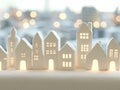White clay houses handmade lamps on the window.