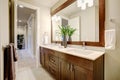 White and clean bathroom design in brand-new home Royalty Free Stock Photo
