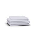 White clean folded bath towel, side view. Stack of realistic sheets