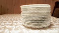 White clean plates stacked on the table Royalty Free Stock Photo