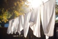 White clean sheets drying on a rope Royalty Free Stock Photo