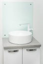 White clean sink in the medical center cabinet