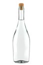 White Clear Glass Bottle of Sparkling Wine or Champagne Isolated on White Background. Royalty Free Stock Photo