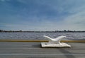 White cleat at boat landing-stage Royalty Free Stock Photo