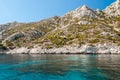 The white cliff of the Calanques near Cassis Provence, France Royalty Free Stock Photo